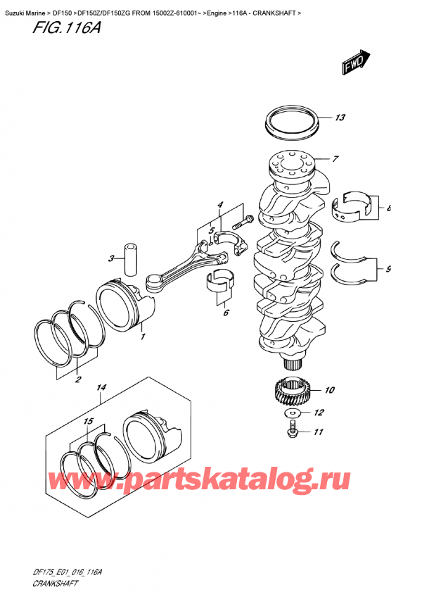  ,    , SUZUKI DF150Z L/X FROM 15002Z-610001~   2016 , Crankshaft