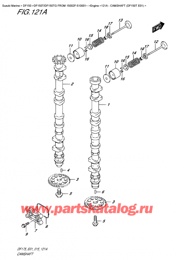  ,    ,  DF150T L / X FROM 15002F-510001~ (E01)  2015 ,   (Df150T E01) - Camshaft (Df150T  E01)