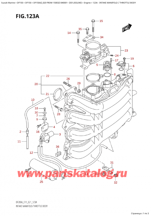  ,   , Suzuki Suzuki DF150A ZL / ZX FROM 15003Z-040001~  (E01 020),   /   - Intake Manifold  /  Throttle  Body