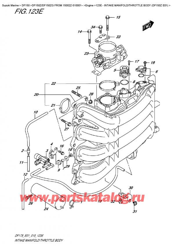  ,   , Suzuki DF150Z L / X FROM 15002Z-510001~ (E01), Intake Manifold/throttle  Body  (Df150Z  E01) -   /   (Df150Z E01)