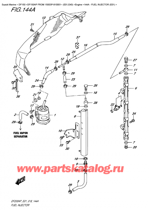  ,   , Suzuki DF150AP L / X FROM 15003P-810001~ (E01),   (E01) - Fuel Injector  (E01)