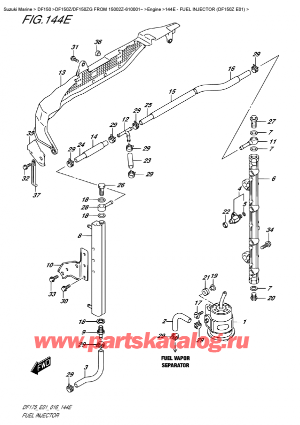  ,    , Suzuki DF150Z L/X FROM 15002Z-610001~   2016 , Fuel  Injector    (Df150Z  E01)