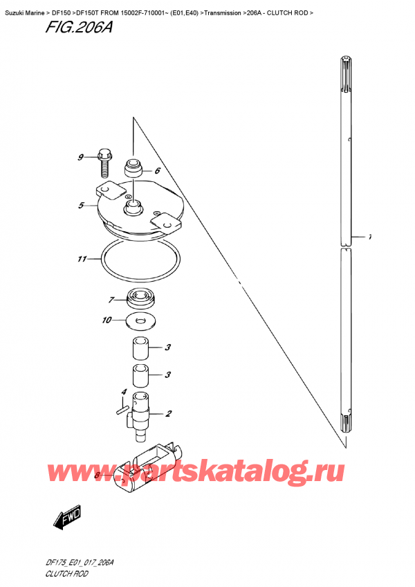  ,   ,  DF150T L/X FROM 15002F-710001~ (E01)   2017 , Clutch Rod