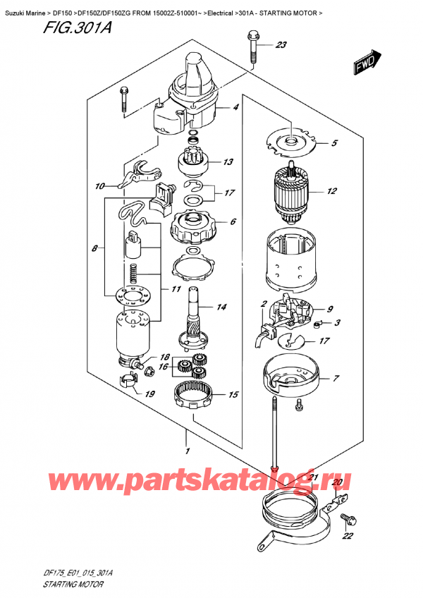   ,   , Suzuki DF150Z L / X FROM 15002Z-510001~ (E01)  2015 , Starting Motor -  