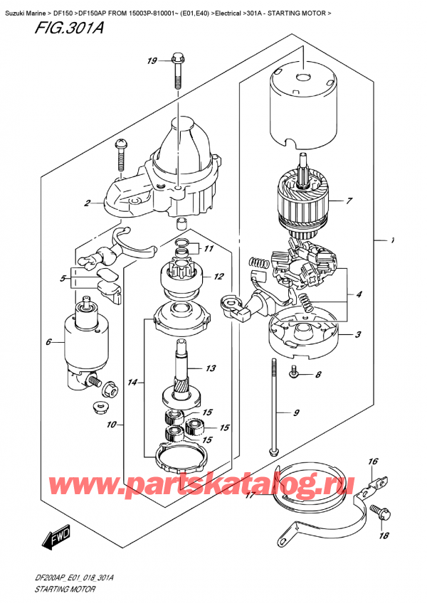  ,   , SUZUKI DF150AP L / X FROM 15003P-810001~ (E01)  2018 ,   / Starting  Motor