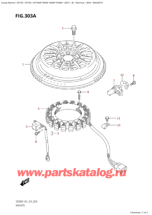  ,   , Suzuki Suzuki DF150AP L / X FROM 15003P-910001~  (E01 019)  2019 , Magneto - 