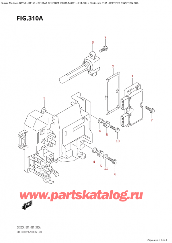  ,   ,  Suzuki DF150A TL / TX FROM 15003F-140001~  (E01 021)  2021 , Rectifier / Ignition Coil