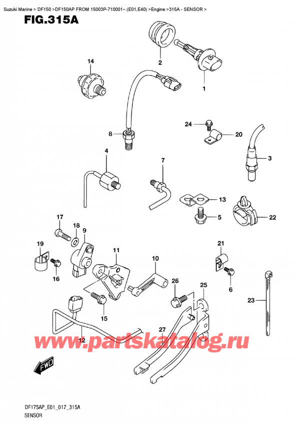  ,   , Suzuki DF150AP '/X FROM 15003P-710001~ (E01)    2017 , Sensor