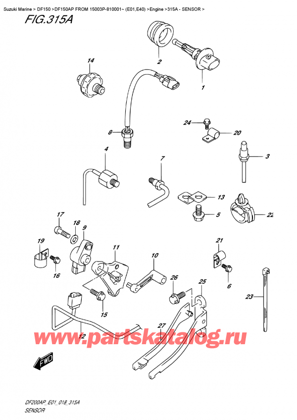   ,   , Suzuki DF150AP L / X FROM 15003P-810001~ (E01), Sensor