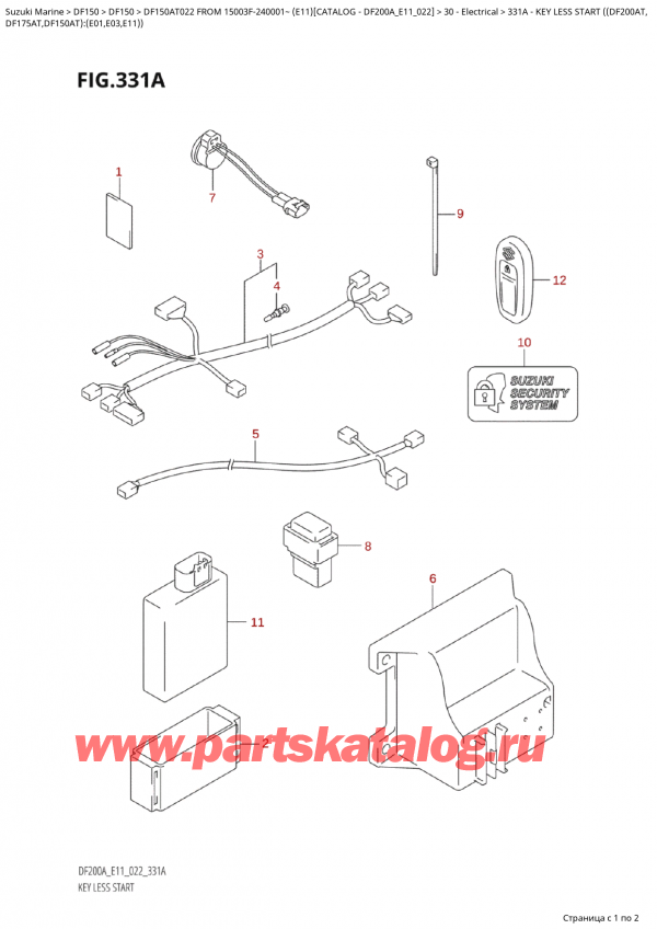   ,   , SUZUKI Suzuki DF150A TL / TX FROM 15003F-240001~ (E11) - 2022,  Less Start ( (Df200At, / Key  Less Start ((Df200At,