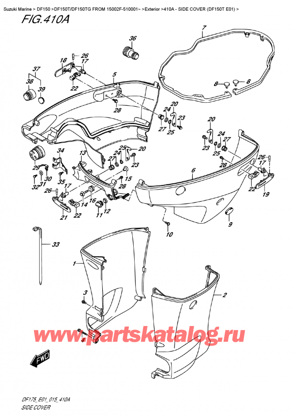   ,    ,  DF150T L / X FROM 15002F-510001~ (E01)  2015 ,   (Df150T E01) / Side  Cover (Df150T  E01)