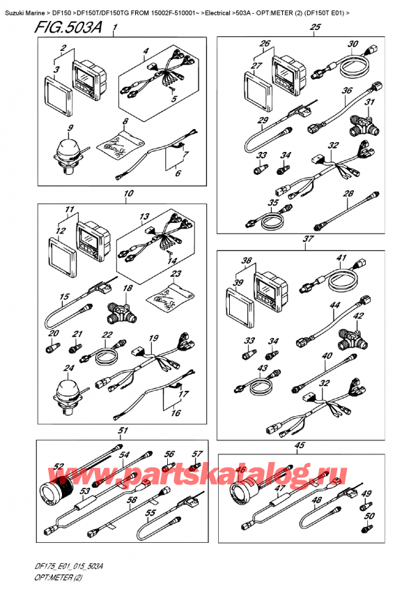   ,  , Suzuki DF150T L / X FROM 15002F-510001~ (E01)  2015 , Opt:meter  (2)  (Df150T  E01)