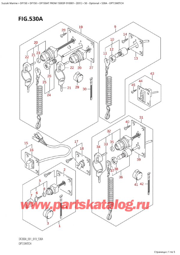  ,   , SUZUKI Suzuki DF150A TL / TX FROM 15003F-910001~  (E01 019), :  / Opt:switch