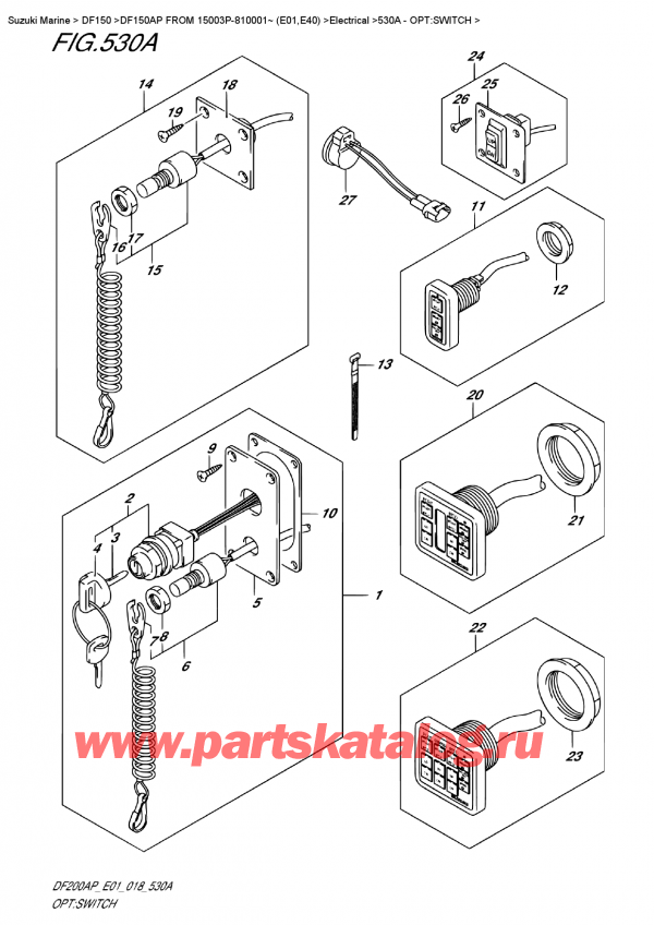 ,   , Suzuki DF150AP L / X FROM 15003P-810001~ (E01), : 