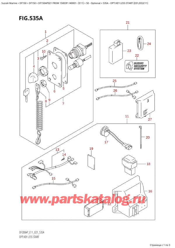   ,   , Suzuki Suzuki DF150AP L / X FROM 15003P-140001~  (E11 021), Opt:key Less Start (E01,E03,E11)