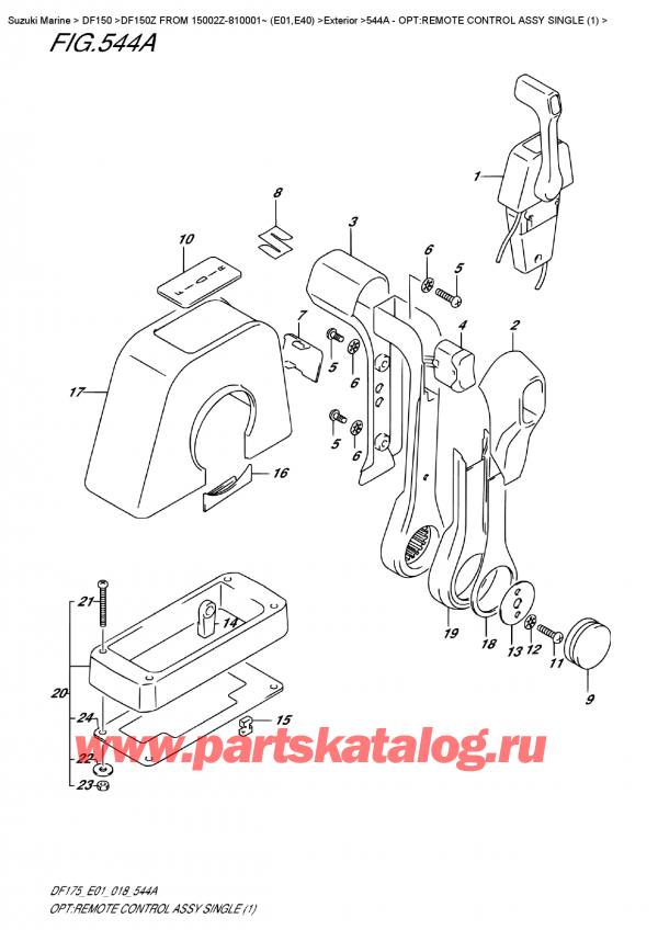  ,   , Suzuki DF150Z L/X FROM 15002Z-810001~ (E01)  2018 , Opt:remote  Control  Assy  Single  (1)