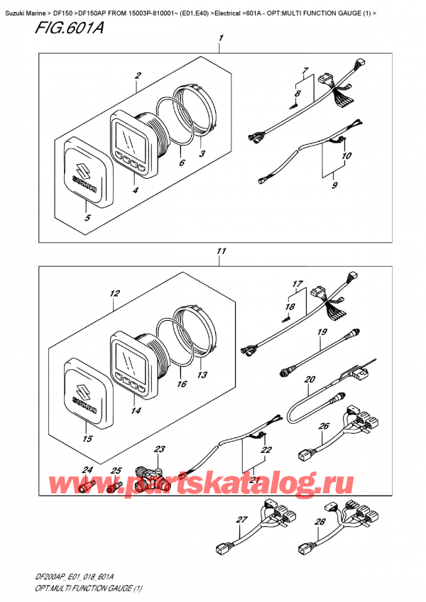   ,   , Suzuki DF150AP L / X FROM 15003P-810001~ (E01)  2018 , Opt:multi  Function  Gauge  (1) - : multi Function Gauge (1)