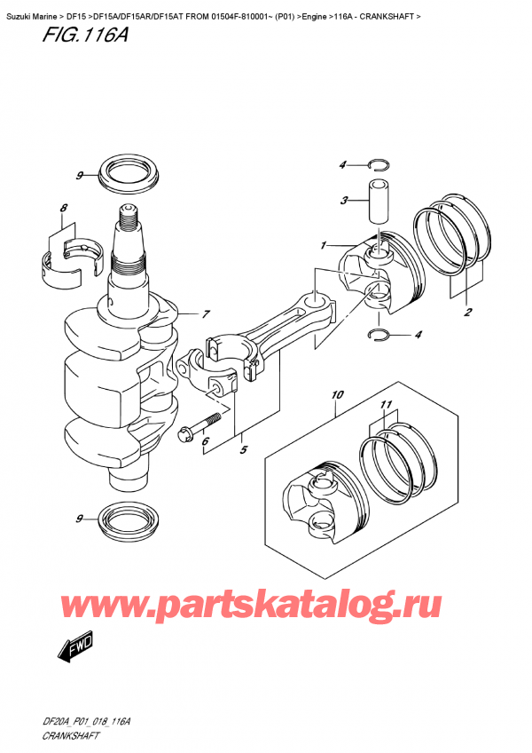  ,   , Suzuki DF15A ES / EL FROM 01504F-810001~ (P01), Crankshaft