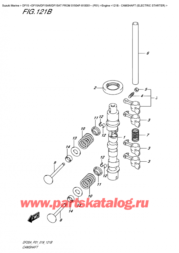   ,   , Suzuki DF15A RS / RL FROM 01504F-810001~ (P01), Camshaft  (Electric  Starter) -   ()