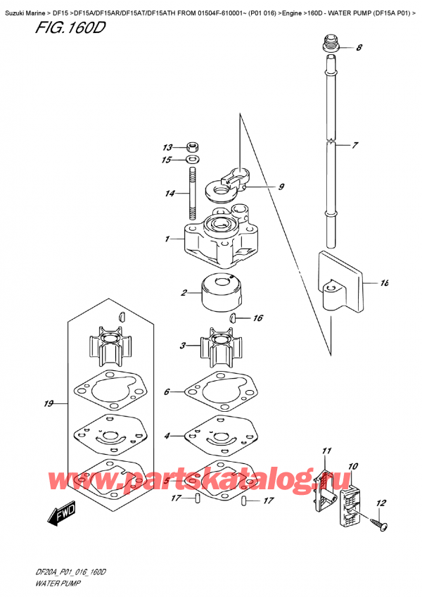   ,   , Suzuki DF15A ES / EL FROM 01504F-610001~ (P01 016)   2016 , Water  Pump  (Df15A  P01) /   (Df15A P01)