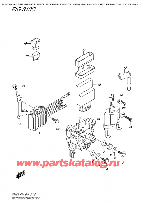   , , Suzuki DF15A ES / EL FROM 01504F-810001~ (P01)  2018 , Rectifier/ignition  Coil  (Df15A)