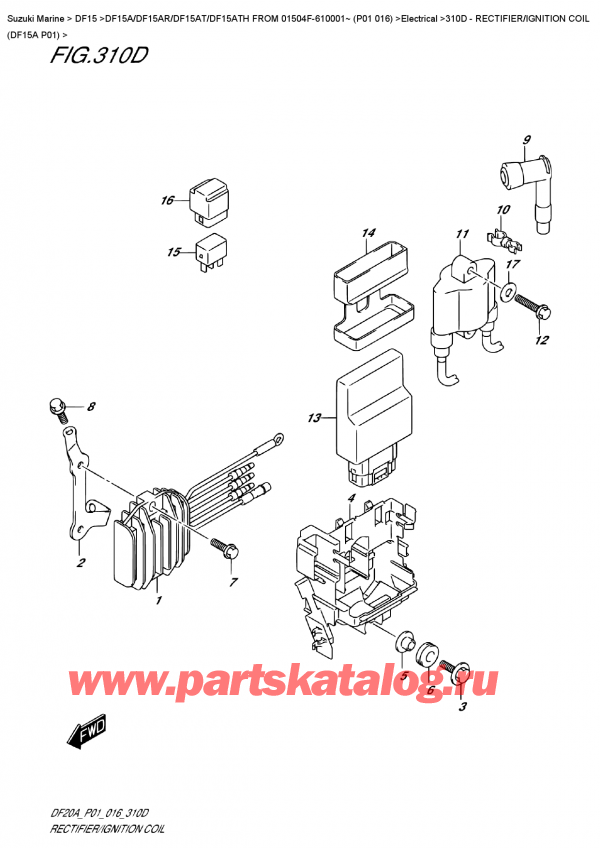  ,   , Suzuki DF15A ES / EL FROM 01504F-610001~ (P01 016) ,  /   (Df15A P01) - Rectifier/ignition  Coil  (Df15A  P01)