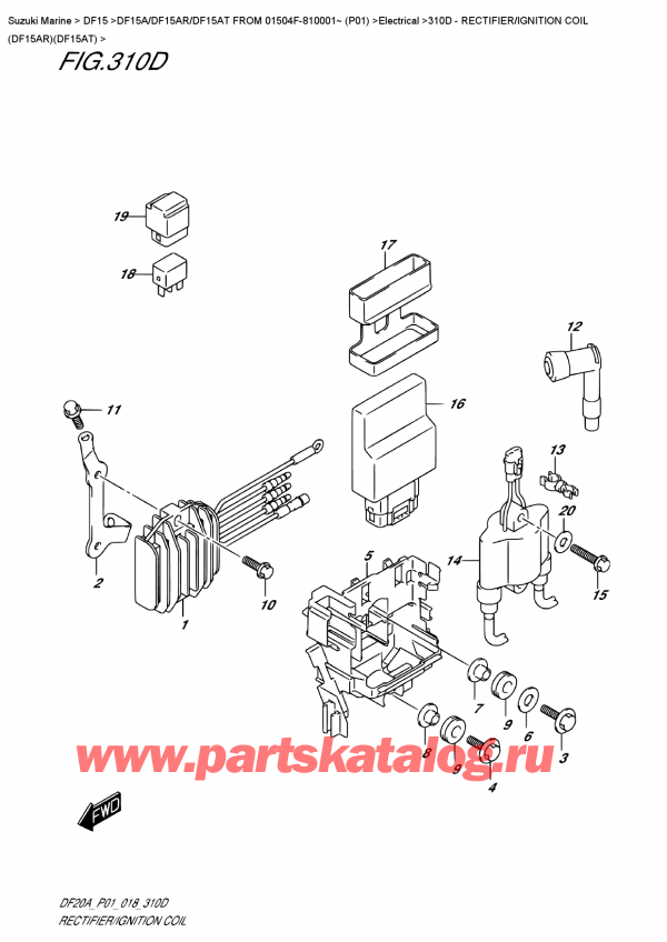   ,    , Suzuki DF15A RS / RL FROM 01504F-810001~ (P01)  2018 ,  /   (Df15Ar) (Df15At)