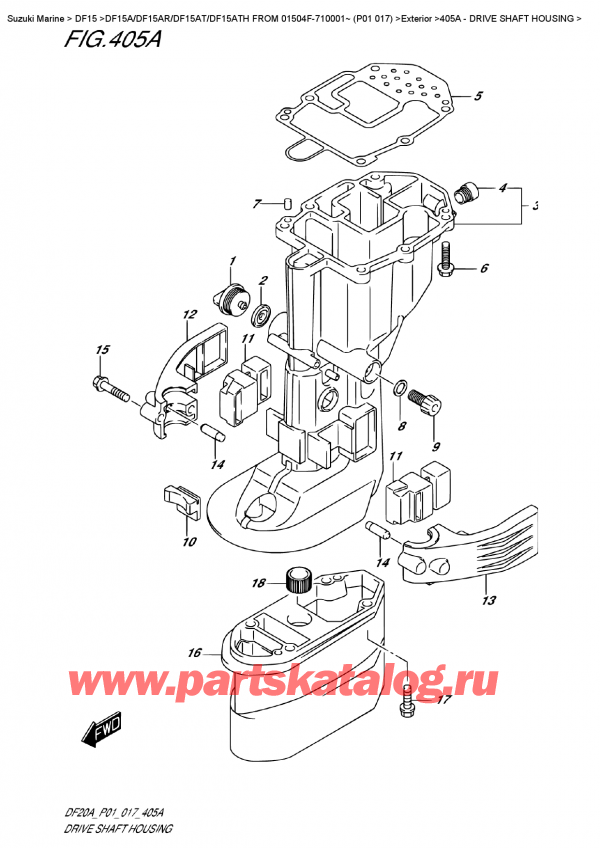   ,   , Suzuki DF15A S/L FROM 01504F-710001~ (P01 017)   2017 , Drive Shaft  Housing -   