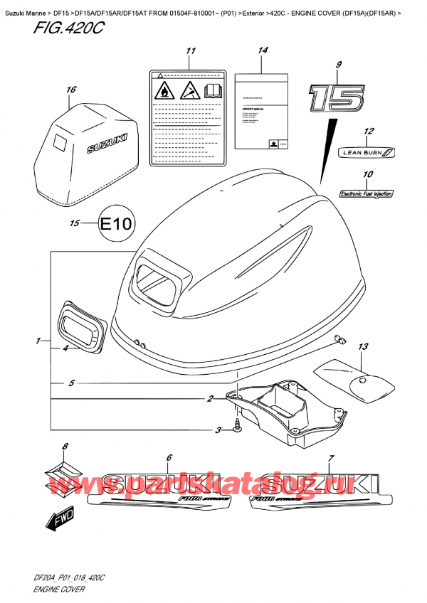,   , Suzuki DF15A ES / EL FROM 01504F-810001~ (P01), Engine  Cover  (Df15A)(Df15Ar) -   () (Df15A) (Df15Ar)