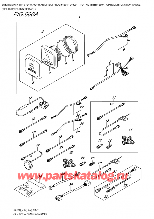   ,  , Suzuki DF15A RS / RL FROM 01504F-810001~ (P01), : multi Function Gauge (Df9.9Br) (Df9.9Bt) (Df15Ar) / Opt:multi  Function  Gauge  (Df9.9Br)(Df9.9Bt)(Df15Ar)