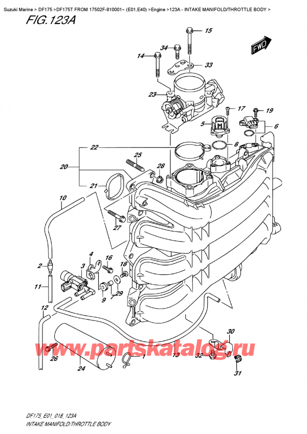  ,   , Suzuki DF175T L/X FROM 17502F-810001~ (E01)  2018 , Intake Manifold/throttle  Body -   /  