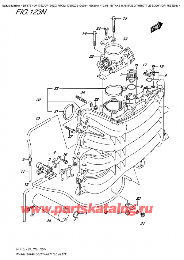  ,   ,  DF175Z L/X FROM 17502Z-610001~   2016 , Intake Manifold/throttle  Body  (Df175Z  E01)