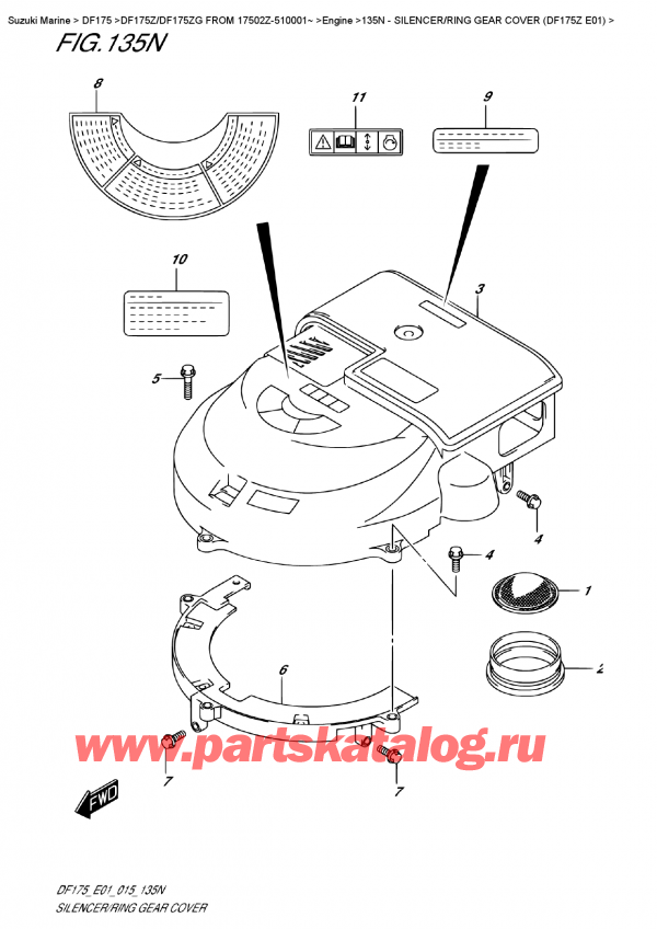  ,  , Suzuki DF175Z L / X FROM 17502Z-510001~ (E01)  2015 , Silencer/ring  Gear  Cover  (Df175Z  E01) -  /    (Df175Z E01)