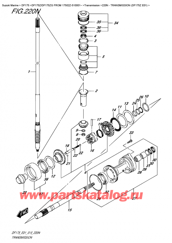  ,   ,  DF175Z L / X FROM 17502Z-510001~ (E01), Transmission (Df175Z  E01)