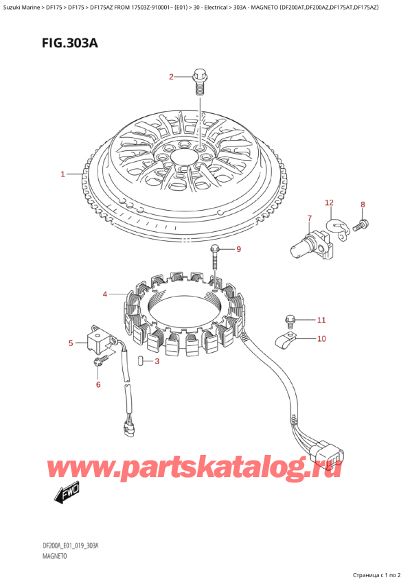 ,   , Suzuki Suzuki DF175A ZL / ZX FROM 17503Z-910001~  (E01 019)  2019 , Magneto  (Df200At,Df200Az,Df175At,Df175Az)