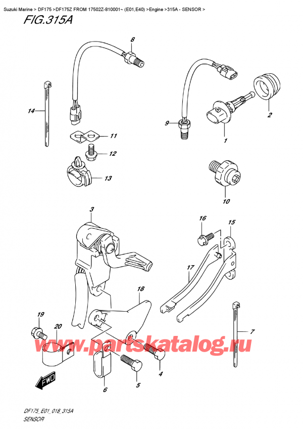  ,   , SUZUKI Suzuki DF175Z L/X FROM 17502Z-810001~ (E01) , Sensor