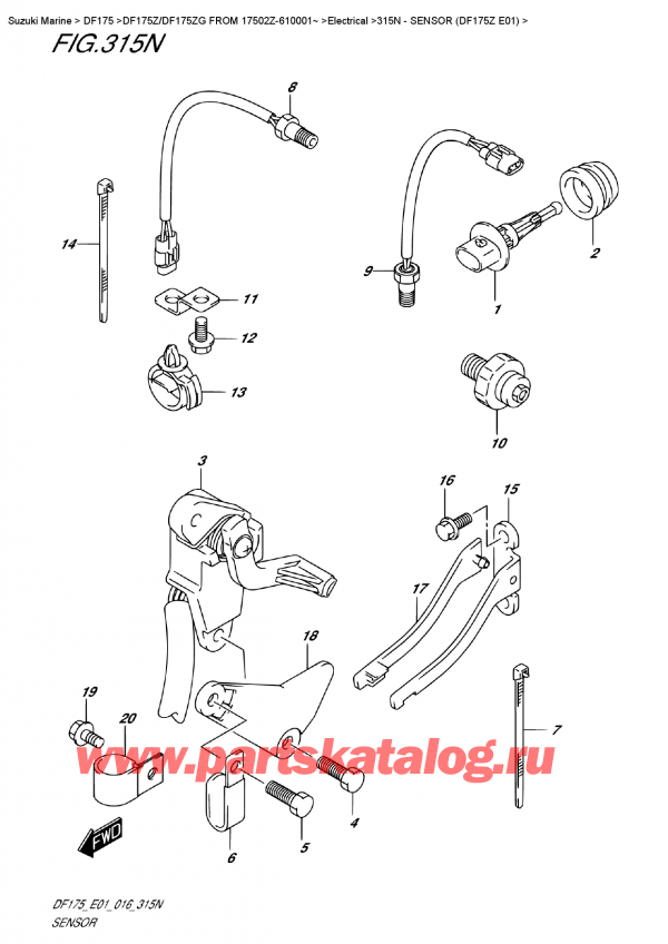   ,   , Suzuki DF175Z L/X FROM 17502Z-610001~   2016 ,  (Df175Z E01) - Sensor (Df175Z  E01)