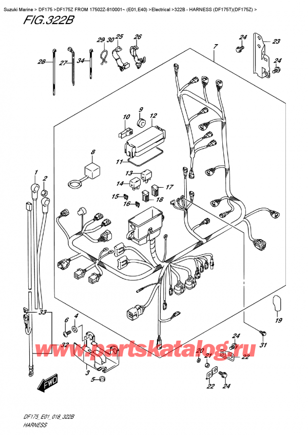 ,   , Suzuki Suzuki DF175Z L/X FROM 17502Z-810001~ (E01)   2018 , Harness (Df175T)(Df175Z)