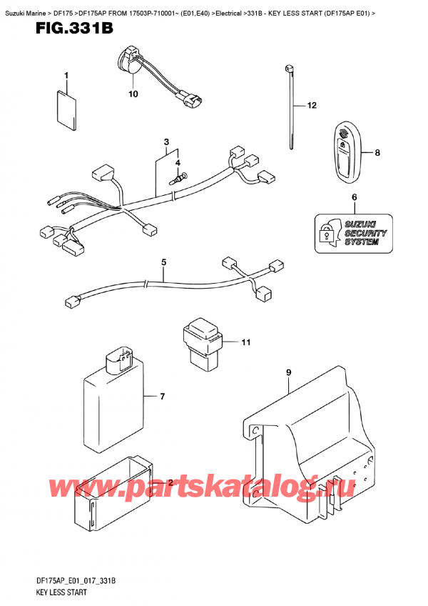 ,   , Suzuki DF175AP L/X  FROM 17503P-710001~ (E01)  , Key Less Start  (Df175Ap  E01)