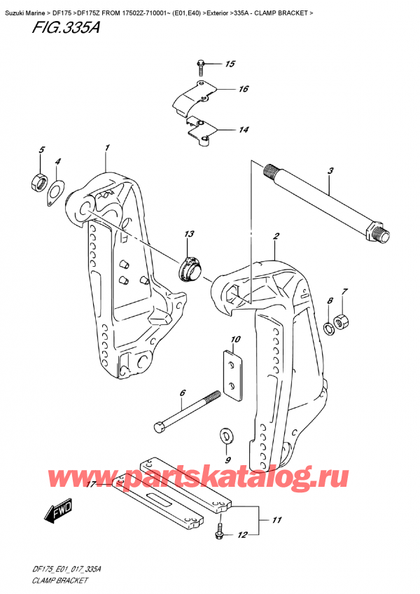 ,   , Suzuki DF175 ZL / ZX FROM 17502Z-710001~ (E01)  2017 , Clamp Bracket