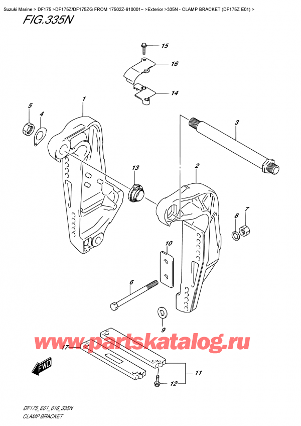   ,    , Suzuki DF175Z L/X FROM 17502Z-610001~   2016 ,   (Df175Z E01) - Clamp Bracket  (Df175Z  E01)