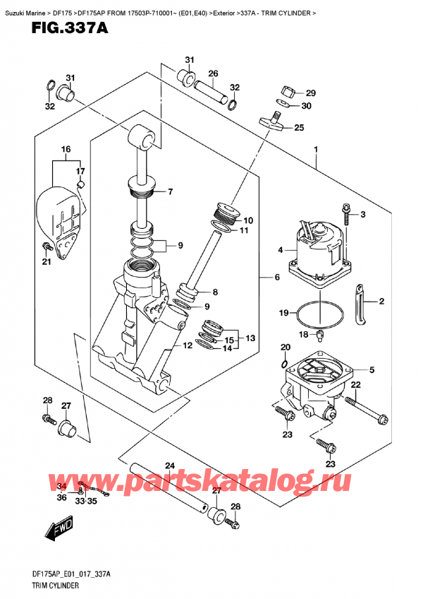   ,   , Suzuki DF175AP L/X  FROM 17503P-710001~ (E01)  , Trim Cylinder -  