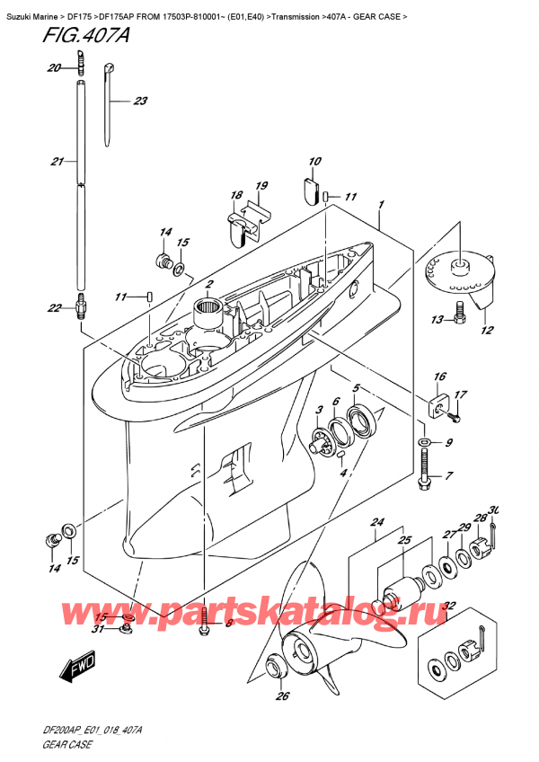  , , Suzuki DF175AP FROM 17503P-810001~ (E01)    2018 , Gear Case