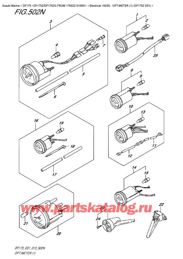  ,   , Suzuki DF175Z L / X FROM 17502Z-510001~ (E01)  2015 , Opt:meter (1) (Df175Z  E01)