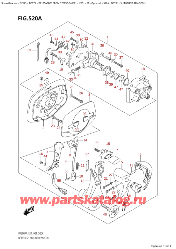  ,   , Suzuki Suzuki DF175AP L / X FROM 17503P-040001~  (E01 020), Opt:flush Mount Remocon