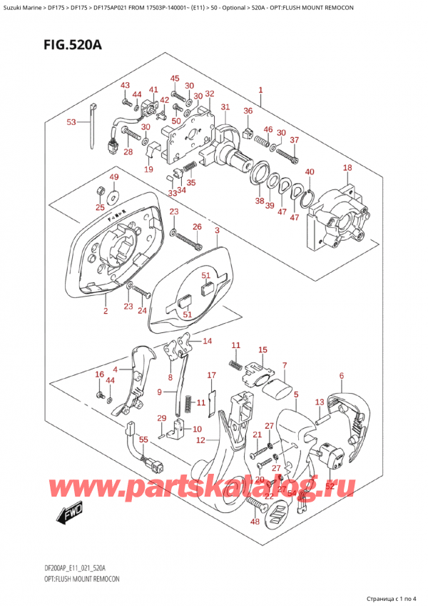  ,   , Suzuki Suzuki DF175AP L / X FROM 17503P-140001~  (E01 021), Opt:flush Mount Remocon