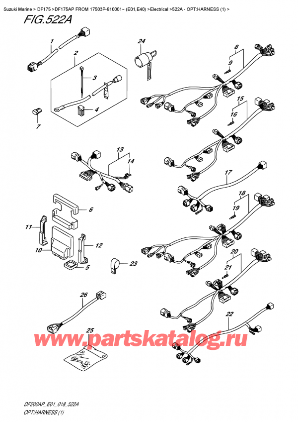   ,  , Suzuki DF175AP FROM 17503P-810001~ (E01)  , Opt:harness  (1)