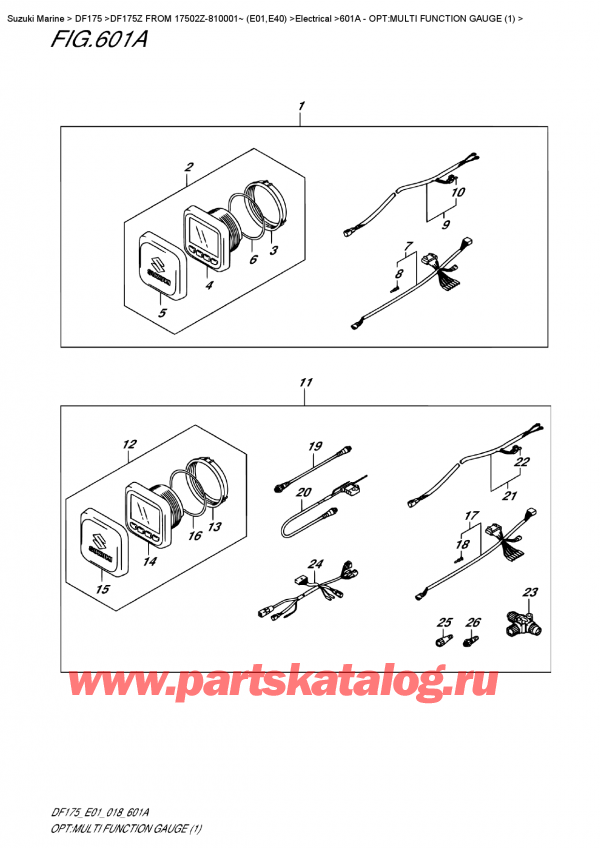 ,   , Suzuki Suzuki DF175Z L/X FROM 17502Z-810001~ (E01) , Opt:multi  Function  Gauge  (1) - : multi Function Gauge (1)