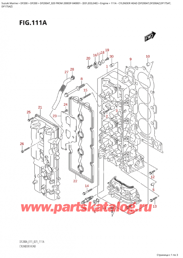  ,   , Suzuki Suzuki DF200A TL / TX FROM  20003F-040001~  (E01 020)  2020 , Cylinder  Head  (Df200At,Df200Az,Df175At,