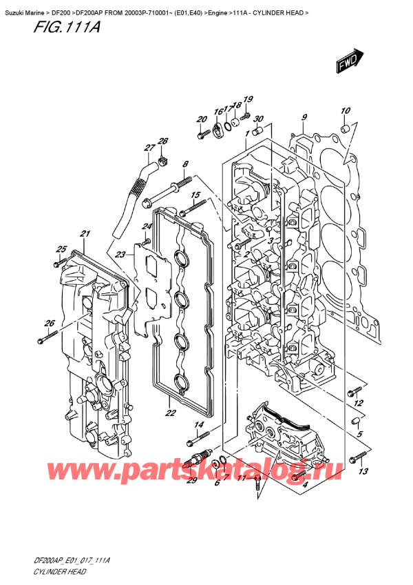 ,   , Suzuki DF200A PL / PX FROM 20003P-710001~ (E01)    2017 , Cylinder Head